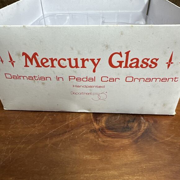 RARE Vintage 1998 Dalmatian Fire Chief Pedal Car Ornament Mercury Glass Dept 56 - Picture 5 of 5